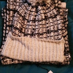 black and white hat & scarf